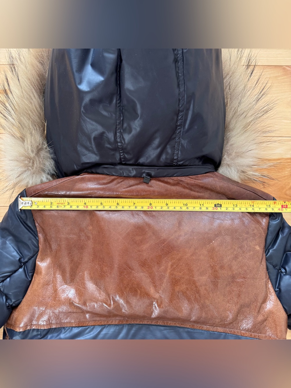 Rudsak Navy Puffer Winter Coat with Fur Trim and Leather Accents - Picture 4 of 15